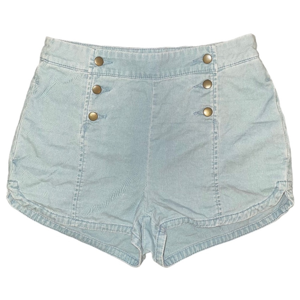 Urban Outfitters BDG High Waisted Jean Shorts Sailor Button Front Light Wash 6